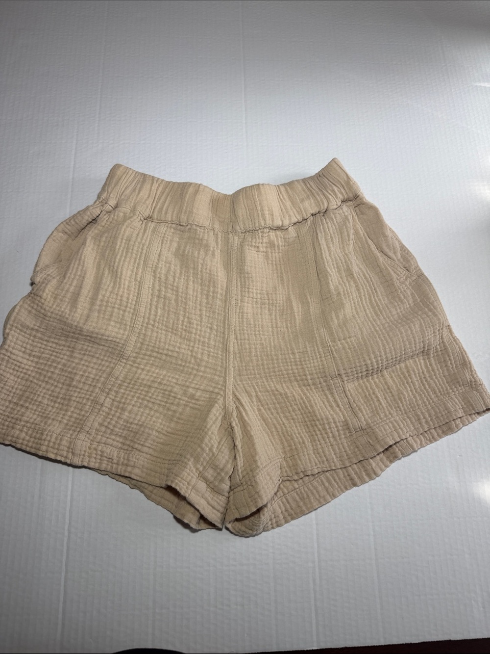 Magaschoni Shorts Womens SP Organic Cotton High Rise Pockets Gauze Drawstring